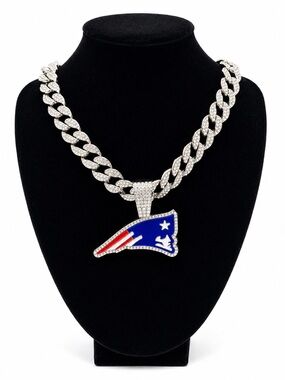 Iced Out New England Patriots Pendant Necklace
